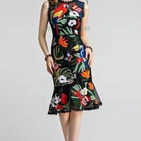 Best Bodycon Mermaid Ruffles Embroidery Dress BEST BODYCON DRESSES color: Multi