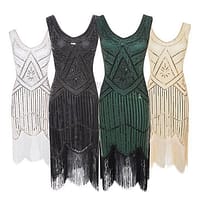 Flapper Vintage Sleeveless Sequin Embellished Full Fringed Dress FLAPPER DRESSES color: C1|C2|C3|C4|C5|C6|C7|C8|C9