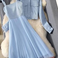 Dress for Work Pleated Two Piece Suit DRESSES FOR WORK color: apricot|Blue|Pink