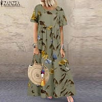 ZANZEA Fashion Summer Maxi Dress Women’s Printed Sundress Casual Short Sleeve Vestidos Female High Waist Robe Femme PLUS SIZE BOHO MAXI DRESSES color: A1 Beige CottonRayon|A1 Gray CottonRayon|A2 Beige Rayon|A2 Black Rayon|A2 Red Rayon|A3 Coffee Cotton|A3 Green Cotton|A3 Red Cotton|A4 Cotton Navy|A4 Cotton Red|A4 Cotton Yellow|A5 Blue Cotton Rayon|A5 Red Cotton Rayon|A5 Yello CottonRayon|A6 Green RayonCotton|A6 Grey RayonCotton|A6 Red RayonCotton|B Beige Cotton|B White Cotton|C Blue Cotton|C Green Cotton|C Pink Cotton