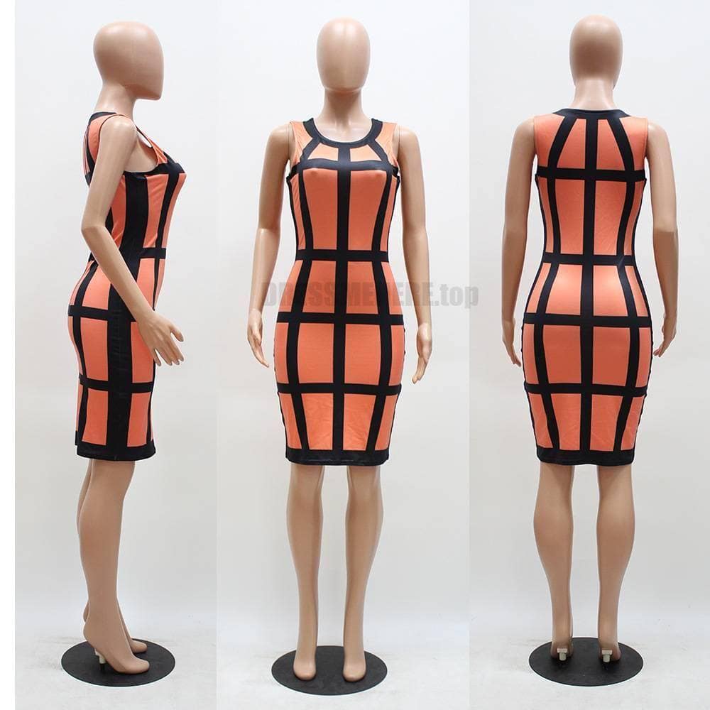 Neon color Slim Fit Colorful Print Dress NEON COLOR DRESSES color: lake blue|Neon Green|Orange|Purple|Rose Red|Yellow