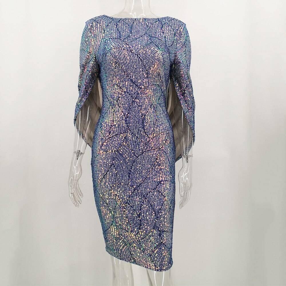 Sexy Elegant office Sequin Dress Women Summer vintage Club Mini Evening Party Bodycon Dress casual woman dresses vestidos 2021 BEST BODYCON DRESSES color: Blue