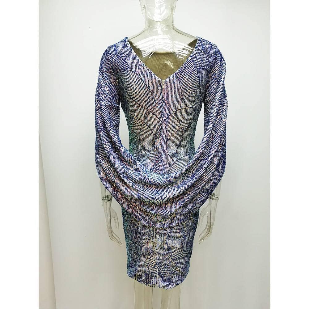 Sexy Elegant office Sequin Dress Women Summer vintage Club Mini Evening Party Bodycon Dress casual woman dresses vestidos 2021 BEST BODYCON DRESSES color: Blue