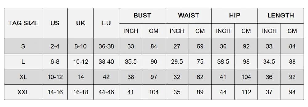 size chart flapper dress