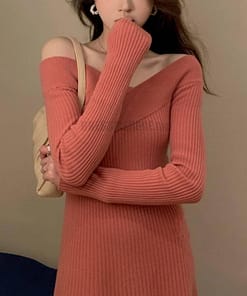 Dress For Work Long Sleeve Knitted Dress DRESSES FOR WORK color: Black|Blue|Gray|See sheer|White