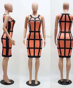 Neon color Slim Fit Colorful Print Dress NEON COLOR DRESSES color: lake blue|Neon Green|Orange|Purple|Rose Red|Yellow