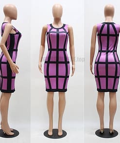 Neon color Slim Fit Colorful Print Dress NEON COLOR DRESSES color: lake blue|Neon Green|Orange|Purple|Rose Red|Yellow