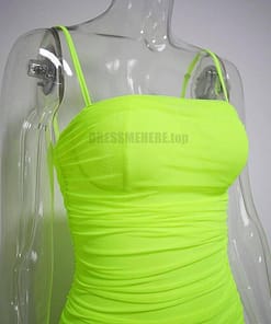 Neon Zip Up Summer Sleeveless Bodycon Mesh Mini Dress NEON COLOR DRESSES color: Black|Coral Red|fluorescent green|Green|Orange|Pink|Purple|Red|White