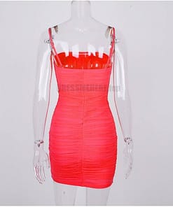 Neon Zip Up Summer Sleeveless Bodycon Mesh Mini Dress NEON COLOR DRESSES color: Black|Coral Red|fluorescent green|Green|Orange|Pink|Purple|Red|White
