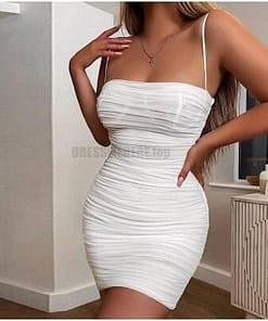 Neon Zip Up Summer Sleeveless Bodycon Mesh Mini Dress NEON COLOR DRESSES Color: White Size: L