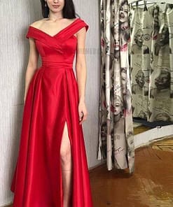 Deep Plunge Maxi Dress With Front-Side Split Red Formal Dress DEEP PLUNGE MAXI DRESSES WITH FRONT SPLIT color: as picture|Black|Champagne|Ivory|Pink|Red|White|Yellow