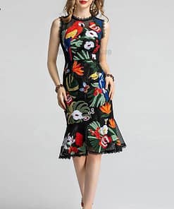 Best Bodycon Mermaid Ruffles Embroidery Dress BEST BODYCON DRESSES color: Multi