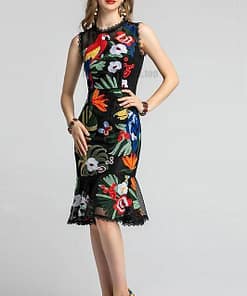 Best Bodycon Mermaid Ruffles Embroidery Dress BEST BODYCON DRESSES color: Multi