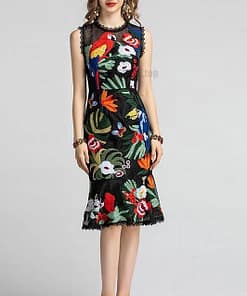 Best Bodycon Mermaid Ruffles Embroidery Dress BEST BODYCON DRESSES color: Multi