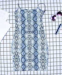 Blue Snakeskin Backless Bodycon Mini Dress BLUE SNAKESKIN DRESSES color: Gray