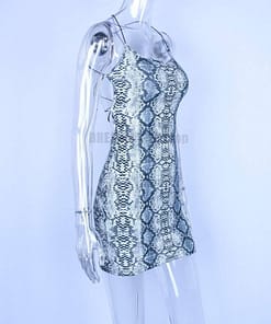 Blue Snakeskin Backless Bodycon Mini Dress BLUE SNAKESKIN DRESSES color: Gray