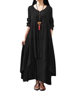 Daytime Autumn Winter Casual Oversized Boho Maxi Dress DAYTIME DRESSES color: Army green|Black|Brown|Burgundy|Orange