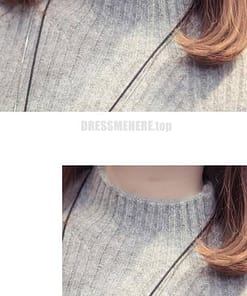 Daytime Turtleneck Sweater Sleeve Warm Knitted Dress DAYTIME DRESSES color: apricot|Dark Gray|Light Gray
