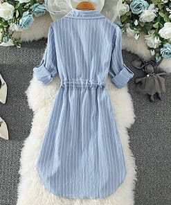Daytime Striped Tunic Long Sleeve Mini Dress DAYTIME DRESSES color: 353-Black|353-Blue|353-White