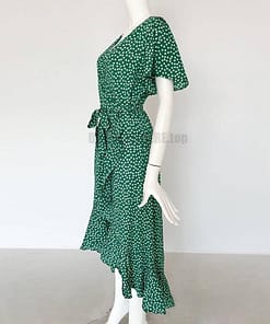 Deep Plunge Maxi Dresses With Front Split Floral Print Ruffles Dress DEEP PLUNGE MAXI DRESSES WITH FRONT SPLIT color: Black|Green|Orange|Red|White