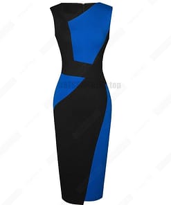 Patchwork Cotton Sheath Dress for Work DRESSES FOR WORK color: Apricot and black|apricot Lake blue|Blue and black|Blue long sleeve|Gray and Black|Red long sleeve|White and black|White and gray|White Houndstooth|White long sleeve