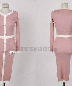 Elegant Knitted Bodycon Dress For Work DRESSES FOR WORK color: Black