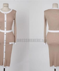 Elegant Knitted Bodycon Dress For Work DRESSES FOR WORK color: Black