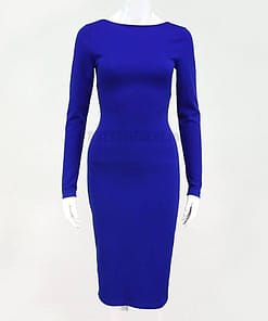Long Sleeve Zip Up Backless Bodycon Dress LONG SLEEVE ZIP UP DRESSES color: Black|Blue|Red