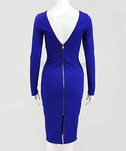 Long Sleeve Zip Up Backless Bodycon Dress LONG SLEEVE ZIP UP DRESSES color: Black|Blue|Red