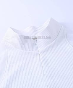Long Sleeve Zip Up Meshed Sleeves Half Turtleneck Patchwork Dress Meshed Sleeves Half Turtleneck Patchwork Dress LONG SLEEVE ZIP UP DRESSES color: White
