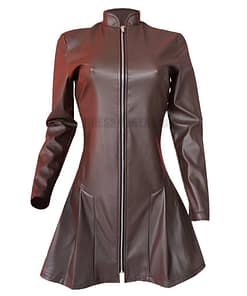 Long Sleeve Zip Up Faux Leather Dress LONG SLEEVE ZIP UP DRESSES color: Black|Brown