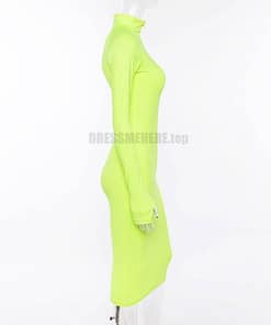 Neon Zip Up Autumn Long Sexy Zipper Front Long Sleeve Bandage Dress NEON ZIP UP DRESSES color: Black|Green|Rose Red