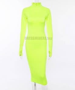 Neon Zip Up Autumn Long Sexy Zipper Front Long Sleeve Bandage Dress NEON ZIP UP DRESSES color: Black|Green|Rose Red
