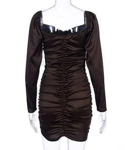 Satin Tulip Hem Mini Dress Long Puff Sleeves SATIN TULIP HEM MINI DRESSES color: Black|Gray|Pink|Red