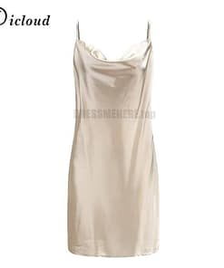Satin Tulip Hem Mini Party Night Club Sleeveless Dress SATIN TULIP HEM MINI DRESSES Color: Champane Size: L