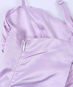 Satin Tulip Hem Mini Spaghetti Straps High Waist Dress SATIN TULIP HEM MINI DRESSES color: Pink|Purple