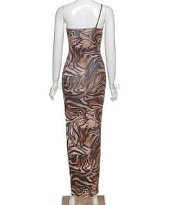 Sexy Summer Bodycon Jaguar Print Sleeveless Maxi dress SEXY SUMMER DRESSESES color: Khaki
