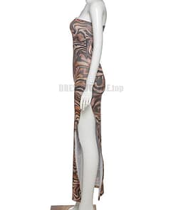Sexy Summer Bodycon Jaguar Print Sleeveless Maxi dress SEXY SUMMER DRESSESES color: Khaki
