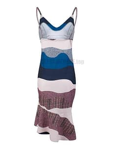 Sexy Summer Trumpet Patchwork V-Neck Print Asymmetrical Hem Dress SEXY SUMMER DRESSESES color: Multi