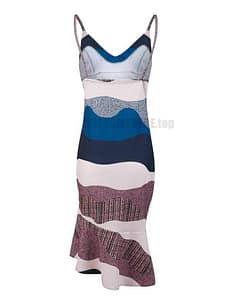Sexy Summer Trumpet Patchwork V-Neck Print Asymmetrical Hem Dress SEXY SUMMER DRESSESES color: Multi
