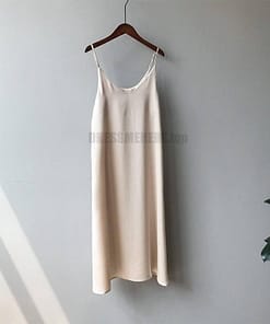 Spaghetti Strap Summer Shift Midi Strap Adjust Sleeveless Elegant Dress SPAGHETTI STRAP SUMMER DRESSESES Color: 0386-beige Size: M