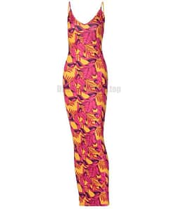 Best Bodycon Colorful Print Maxi Sleeveless Dress BEST BODYCON DRESSES color: Rose Red