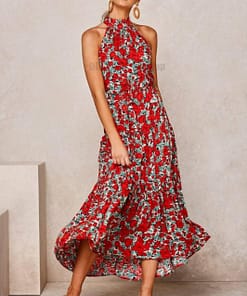 Daytime Summer Long Polka Dot Dress DAYTIME DRESSES color: Beige|Black|Brown|dark blue|Dark Red|Green|Red|Red 100 Polyester|Royal Blue|Yellow|Yellow 100 Polyester