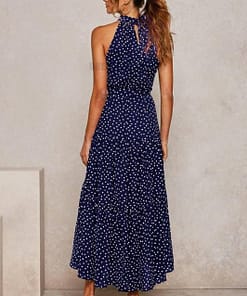 Daytime Summer Long Polka Dot Dress DAYTIME DRESSES color: Beige|Black|Brown|dark blue|Dark Red|Green|Red|Red 100 Polyester|Royal Blue|Yellow|Yellow 100 Polyester