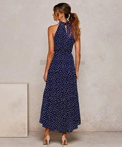 Daytime Summer Long Polka Dot Dress DAYTIME DRESSES color: Beige|Black|Brown|dark blue|Dark Red|Green|Red|Red 100 Polyester|Royal Blue|Yellow|Yellow 100 Polyester