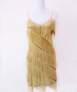 Flapper Dress Vintage Sequin Gold Fringe Dress FLAPPER DRESSES Color: Gold Size: XL
