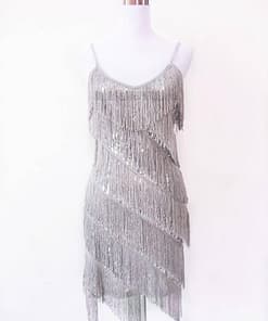 Flapper Dress Vintage Sequin Gold Fringe Dress FLAPPER DRESSES Color: ash grey Size: XL