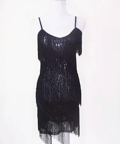 Flapper Dress Vintage Sequin Gold Fringe Dress FLAPPER DRESSES Color: Black Size: XL