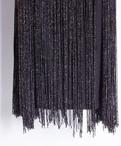 Flapper Metal Chain Halter Fringe Dress FLAPPER DRESSES color: beige with black|blue with black|fushia with black|pure black|pure blue|pure red|pure white|red with black|silver with black|white with black