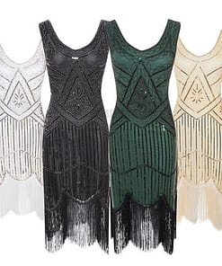 Flapper Vintage Sleeveless Sequin Embellished Full Fringed Dress FLAPPER DRESSES color: C1|C2|C3|C4|C5|C6|C7|C8|C9